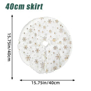 Miniature White Fluffy Christmas Tree Skirt Small Round Sequin Snowflake Design for Tabletop Xmas Tree Base Party Decor