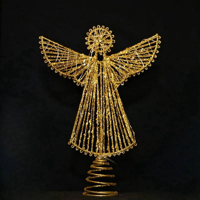 Light Glitter Metal Iron Angel Christmas Tree Topper Decor For Home Xmas Tree Ornament Navidad New Year Holiday Home Office