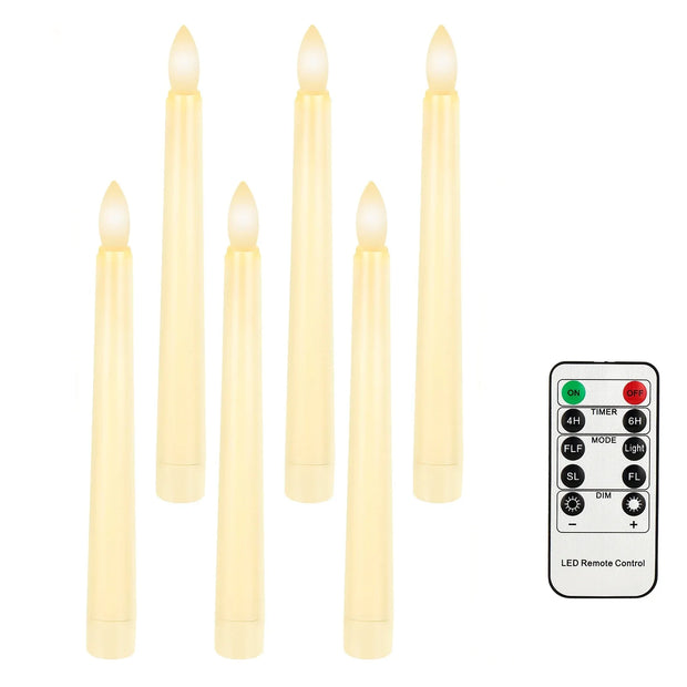 FPOO LED Flameless Taper Candles Tall Tapered Candle Battery Operated Warm White Flickering Flame Led Lights Handheld Home Decor