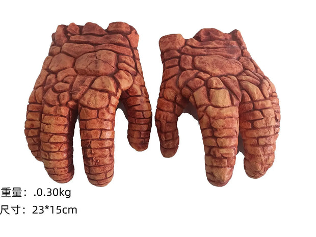 Fantastic Four Thing Superhero Mask Full Head Mask Gloves Halloween Fancy Dress Up Horror Latex Mask Cosplay Party Props
