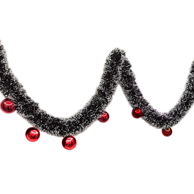 Christmas Garland Decorations 6.5FT Green Christmas Hanging Garland Red Bows Balls Ornaments Xmas Tree Home Party Decor New Year