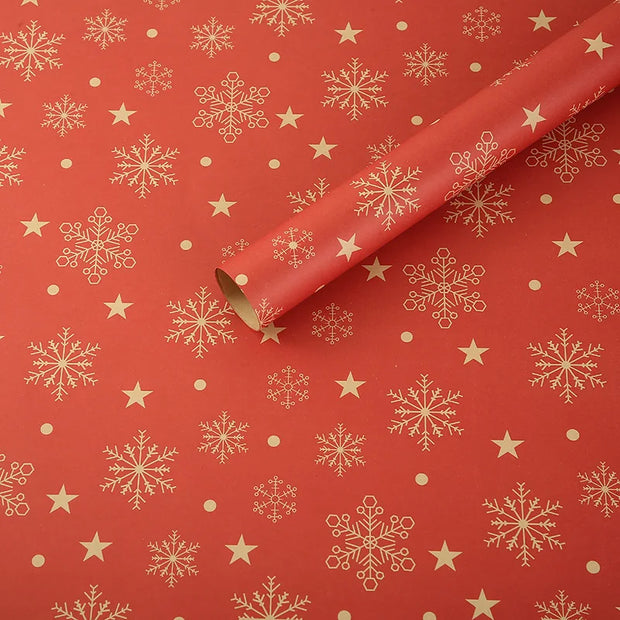 1/6pcs Christmas Wrapping Paper Vintage Kraft Paper Christmas Tree Snowflake Pattern Gift Wrapping Paper Bouquet Wrapping Paper