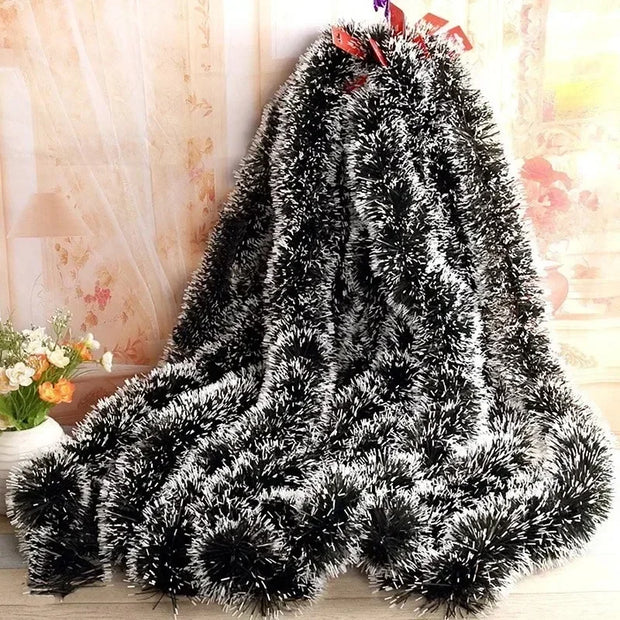 60/2M Christmas Tinsel Ribbons Garland Green Cane Wreath Xmas Tree Hanging Pendent Ornaments Wedding Party Home Decor Supplies