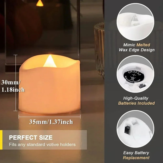 Flameless Flickering LED Tea Lights with Remote Control 200+Hour Electronic Candles for Votive Wedding Christmas Halloween Decor