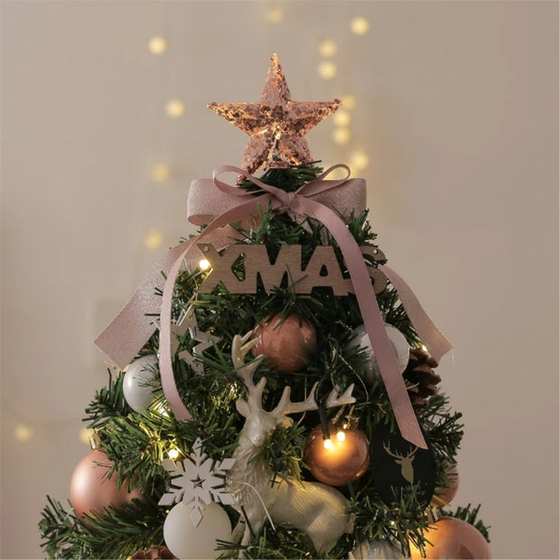 Light Up Small Artificial Christmas Tree, Decorated with Ornament for Home, Festive Ornament Durable and non-toxic PVC