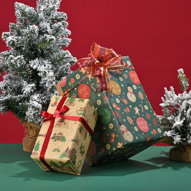 Christmas Gift Wrapping Paper Flower Bouquet Packing Kraft Paper DIY Crafts Paper Christmas New Year Party Packaging Decoration