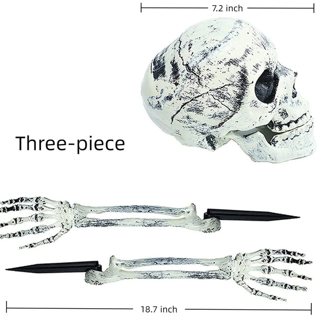 Halloween decor Skeleton Stakes Halloween Realistic Skull Skeleton Head Human Hand Arms for Halloween Party Home Garden Lawn
