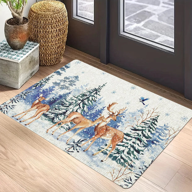 Christmas Santa Claus Welcome Mat Non Slip Floor Rug Washable Bedroom Kitchen Entrance Doormat Polyester Home Decor Carpet