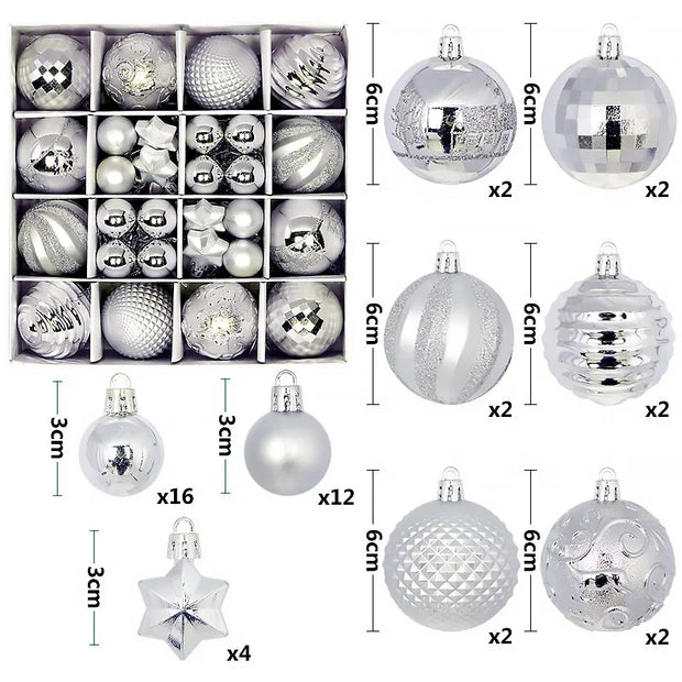 Christmas Tree Decoration 42PCS 6CM Balls Ornaments Set For Xmas Hanging Holiday Home Supplies Christmas Year Party Gifts New