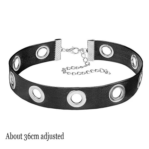 New Sexy Harajuku PU Leather Chain Heart Pendant Necklaces Women Men Punk Neck Gothic Black Pink Choker Necklace Cool Collar