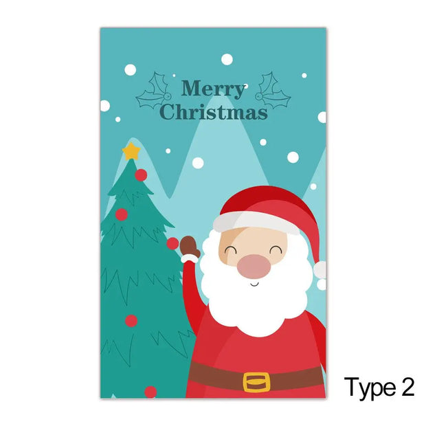 50PCS Xmas Tree Deer Package Insert Santa Claus Snowman Greeting Postcard Merry Christmas Card Happy New Year Message Note Cards