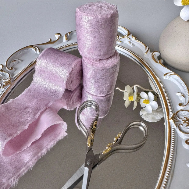 Wired Iridescent Craft Ribbon Lace Chiffon Silk 리본 Wedding Christmas Decoration Hand Torn Raw Edge Bouquet Bridal Gift Packaging