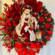 Farmhouse Christmas Wreath, Rustic Wood Front Door Decor for Indoor/Outdoor Holiday