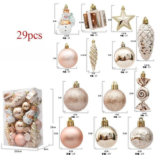 29/36/40pcs Christmas Ball Silver Red Christmas Tree Hanging Pendants Printed Special-shaped Gold Christmas Spheres 2024 New