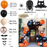 Halloween Bat Balloon Garland Arch Kit Black Orange Ballon 3D Bat Spider Sticker Eye Pumpkin Halloween Party Decoration Supplies