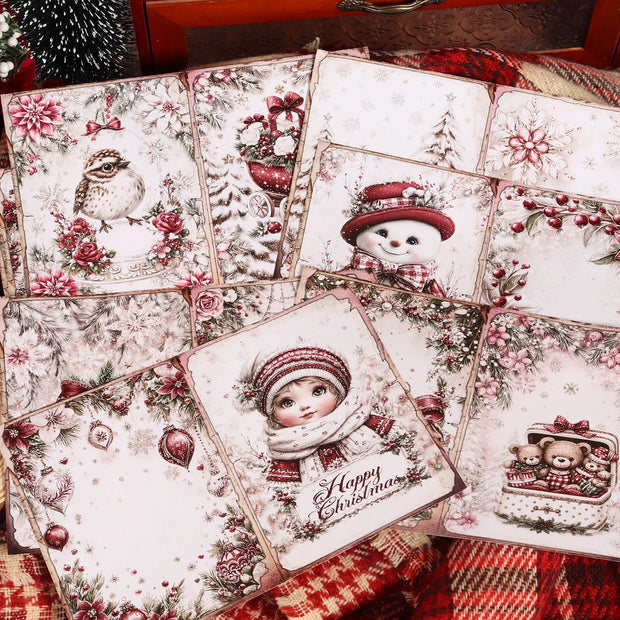 56pieces(12 A5 papers and 44stickers)Christmas Classic DIY Decoupage Paper Kit, for Scrapbooking, Christmas Collage Decoration