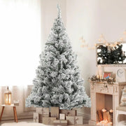 1.8m White Flocked Christmas Tree, Snowy Pencil Design with Realistic Branches, Easy Assembly & Metal Base, Perfect for Holiday