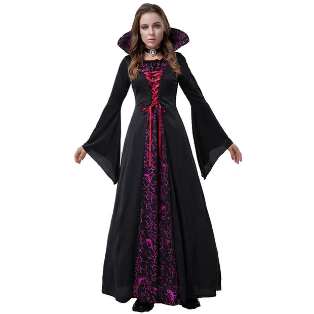Carnival Halloween Lady Vintage Gothic Vampire Costume Glamour Witch Spooktacular Cosplay Fancy Party Dress