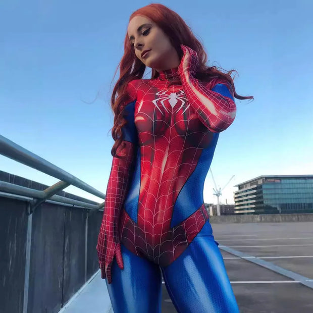 Sexy Black Cat Superhero Cosplay Costume Spider Women Halloween Costume Christmas Tights 3D Print Jumpuit Bodysuit Crotch Zipper