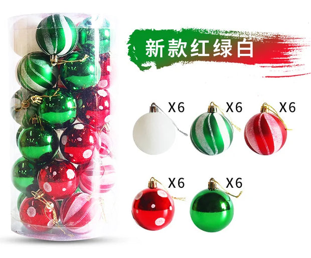 30pc Christmas Ball Decorative Pendant Drum 6cm Plastic Electroplated Painted Christmas Ball Christmas Tree Decoration Pendants