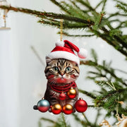 Cat Christmas Hanging Ornaments Cute Cartoon Acrylic Animals Xmas Tree Pendants Personalized Christmas Decor for Car Interior