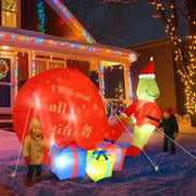 Christmas Green Big Monster Inflatable Decorations 5.5FT Lighted Up Outdoor Inflatable Decor with Builtin 8 LED Lights for Gard