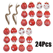 12/24Pcs Christmas Wooden Ornament Hanging Decorations Xmas Bell Shaped Pendant DIY Christmas Tree Craft Decor For Home New Year