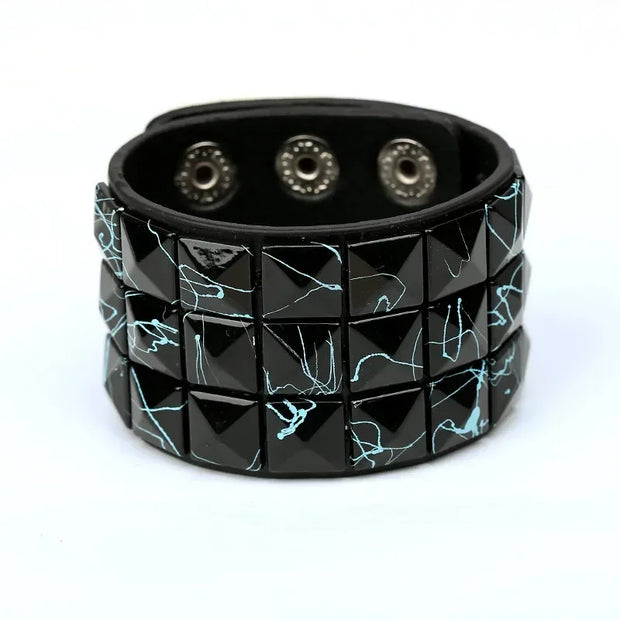 Hip Hop Rock PU Leather Bracelet Men and Women Punk Spikes Rivets Skull Heart Cross Creative Party Bracelet Jewelry Accessories