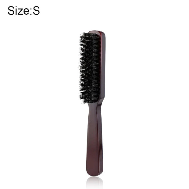 Men Beard Brush Wood Handle Boar Bristle Moustache Cleaning Brush Hairdressing Anti Static Barber Hair Styling Comb Shaving Tool