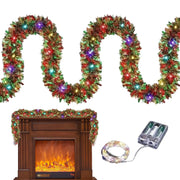 Christmas Tree Shiny Garland Light Christmas Streamers Ornaments Tinsel Garland with Led Lights Shiny Twist Christmas Decor