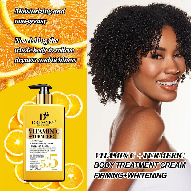 Vitamin C+Turmeric  Body Lotion Brightening Cream. Anti-aging cream for age spots, dark spots on face, hands, body. Large 500ml