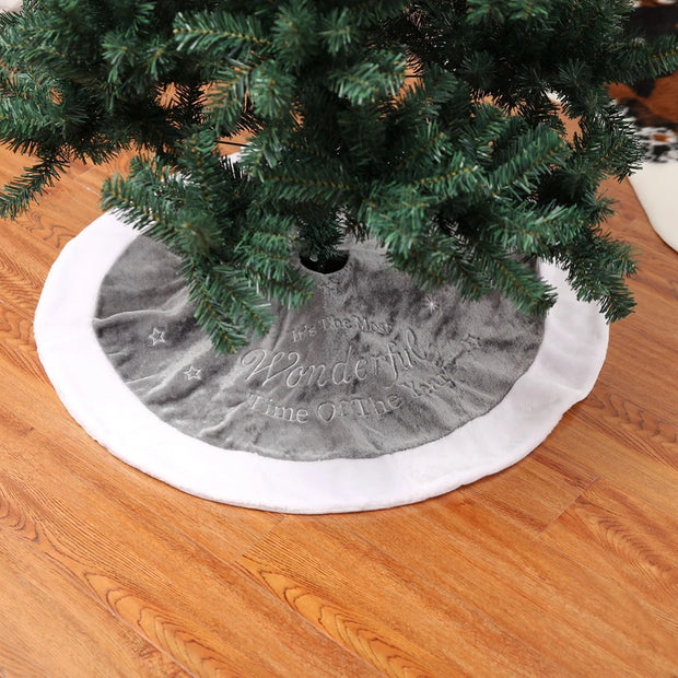 Christmas Tree Skirt, 1pcs 90cm Christmas Tree Mat Plush Faux Fur Xmas Tree Skirt Base Cover Home Christmas New Year Party Decor