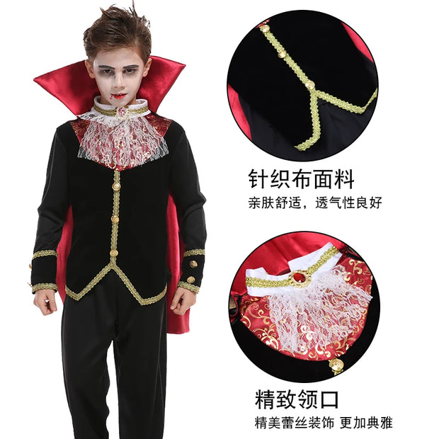 Halloween Boy Vampire Costume ,Boy Devil Role-playing Outfit,Children Carnival Live Performance Dress Up