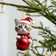Cat Christmas Hanging Ornaments Cute Cartoon Acrylic Animals Xmas Tree Pendants Personalized Christmas Decor for Car Interior