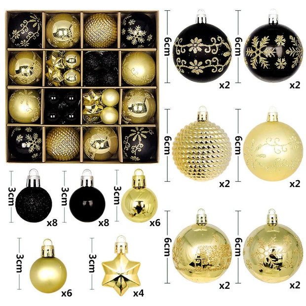 Christmas Tree Decoration 42PCS 6CM Balls Ornaments Set For Xmas Hanging Holiday Home Supplies Christmas Year Party Gifts New
