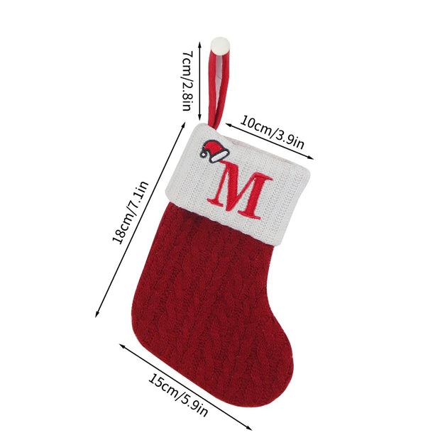 Christmas Stockings Hanging Pendant Christmas Stocks Gift Decoration Alphabet Letter Sock 2026 New Year Decorative Knitting Sock