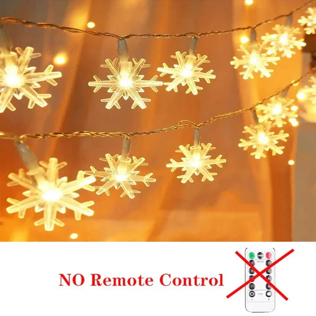 Christmas Tree Decorations 1M-30M LED Garland Holiday Snowflakes String Fairy Lights Ornaments for Home Party Noel Navidad 2026