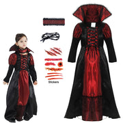 Girls Red Vampire Halloween Kids Costumes for Girl 2025 Carnival Party Prom Gown Ghost Bride Gothic Cosplay Children Clothing