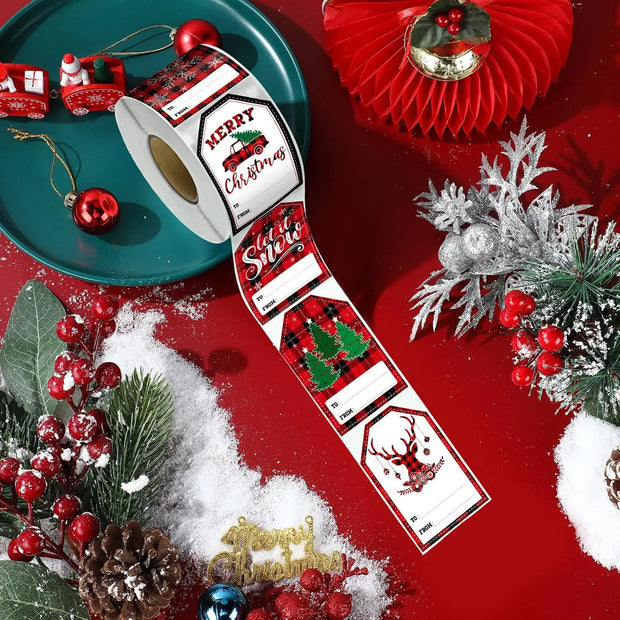 Christmas Gift Wrapping Label Stickers Holiday Celebration Write-On Tags Birthday Back-to-School Labels SantaClaus Seal Stickers