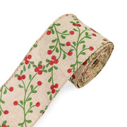 63mm Red Green Christmas Burlap Jute Ribbon Roll Wired Edge Wedding Decoration Gift Packing DIY Sewing Accessories Webbing