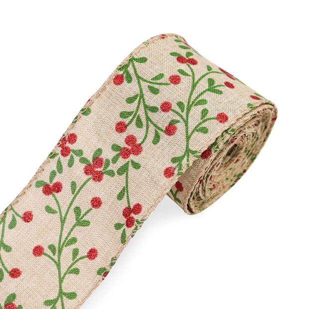 63mm Red Green Christmas Burlap Jute Ribbon Roll Wired Edge Wedding Decoration Gift Packing DIY Sewing Accessories Webbing