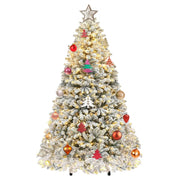 6ft Prelit Snow Flocked Artificial Full Christmas Tree with Remote Control
