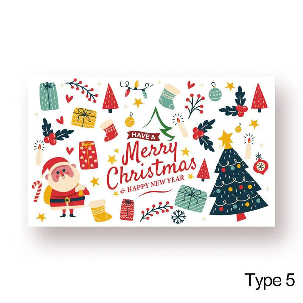 50PCS Xmas Tree Deer Package Insert Santa Claus Snowman Greeting Postcard Merry Christmas Card Happy New Year Message Note Cards
