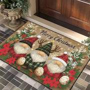 Christmas Gnome Door Mat Plaid Pattern Welcome Rug Festive Home Decor Mat Waterproof Non Slip Floor Protector for Xmas Entrance
