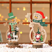 Christmas Decoration DIY Wooden Crafts Creative Ornaments Santa Claus Snowman Reindeer Christmas Desktop Decoration Gifts