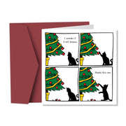 1PC Funny Cat Christmas Card for Cat Lover,Humorous Christmas Greeting Card for Friends Husband Wife,Naughty Cat Christmas Gifts