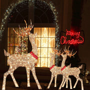 Lighted Christmas Deer Sleigh Outdoor Yard Decoration Winter Decoration For Front Yards, Creative Deer Christmas Outdoor Decor
