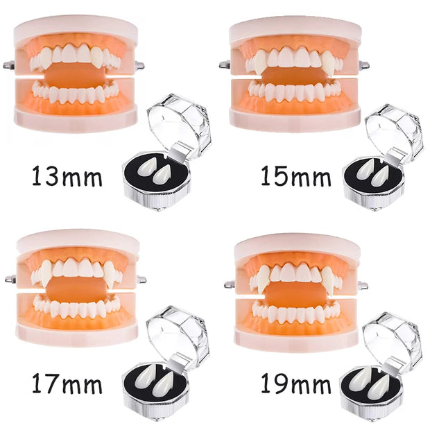 1Pair Vampire Teeth Zombie Fangs Halloween Props Apparel Accessories DIY Solid Denture Adhesive Cosplay Masquerade Decoration