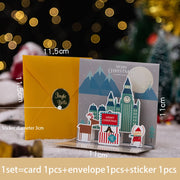Folding Christmas Greeting Card With Envelope Santa Claus Snowman Xmas 3D Pop UP Invitation Card Postcard Navidad New Year Decor