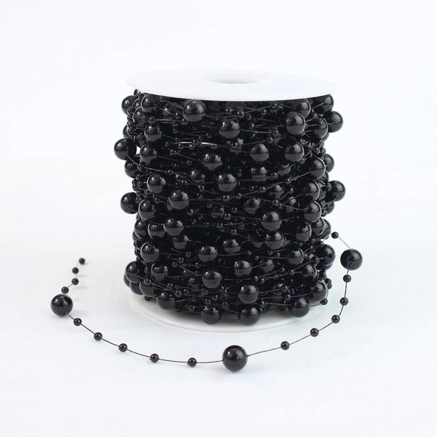 10M 3-8mm Beads Garland Pearl Strands Fish Chain Ribbon for Christmas Tree Wreath Gift Wrapping Decoration